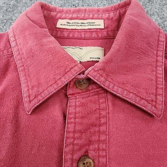 Levis Shirt Mens Medium Red Chamois Workshirt Long Sleeve Button Up Chore Casual - Picture 12 of 16